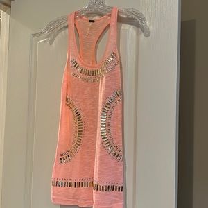 Light Pink Tank with Silver and Gold Beads